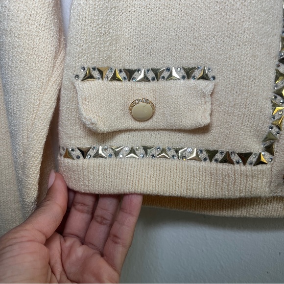 St. John gem studded cardigan sweater top - cropped Size 4 - Picture 7 of 11